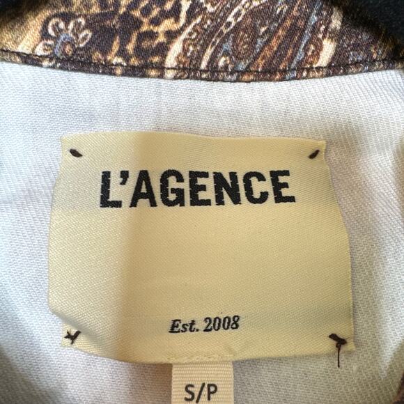 L’Agence Bronze Celine Valencia Mixed Print Denim Jacket Size Small NWT - Picture 4 of 5